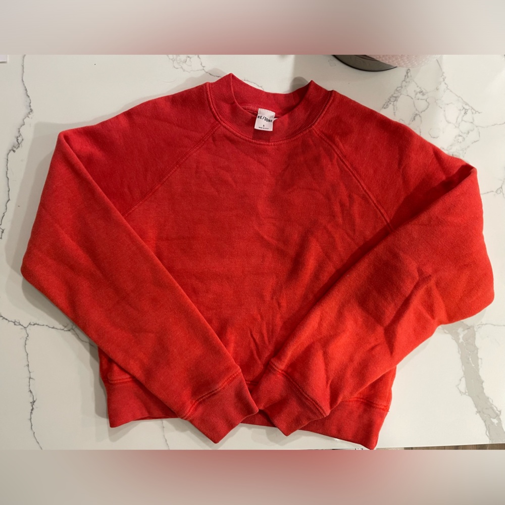 Re/done shrunken crew sweatshirt heather red - size small
